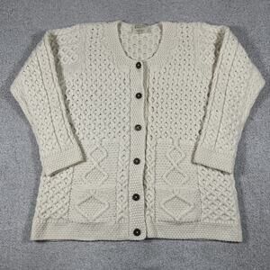 Kilronan Knitwear Merino Wool Sweater Womens L Ireland Cardigan Button Wool Knit